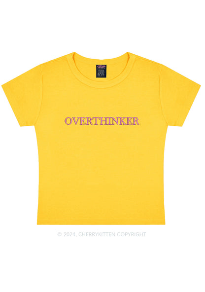 Embroidered Overthinker Y2K Baby Tee Cherrykitten