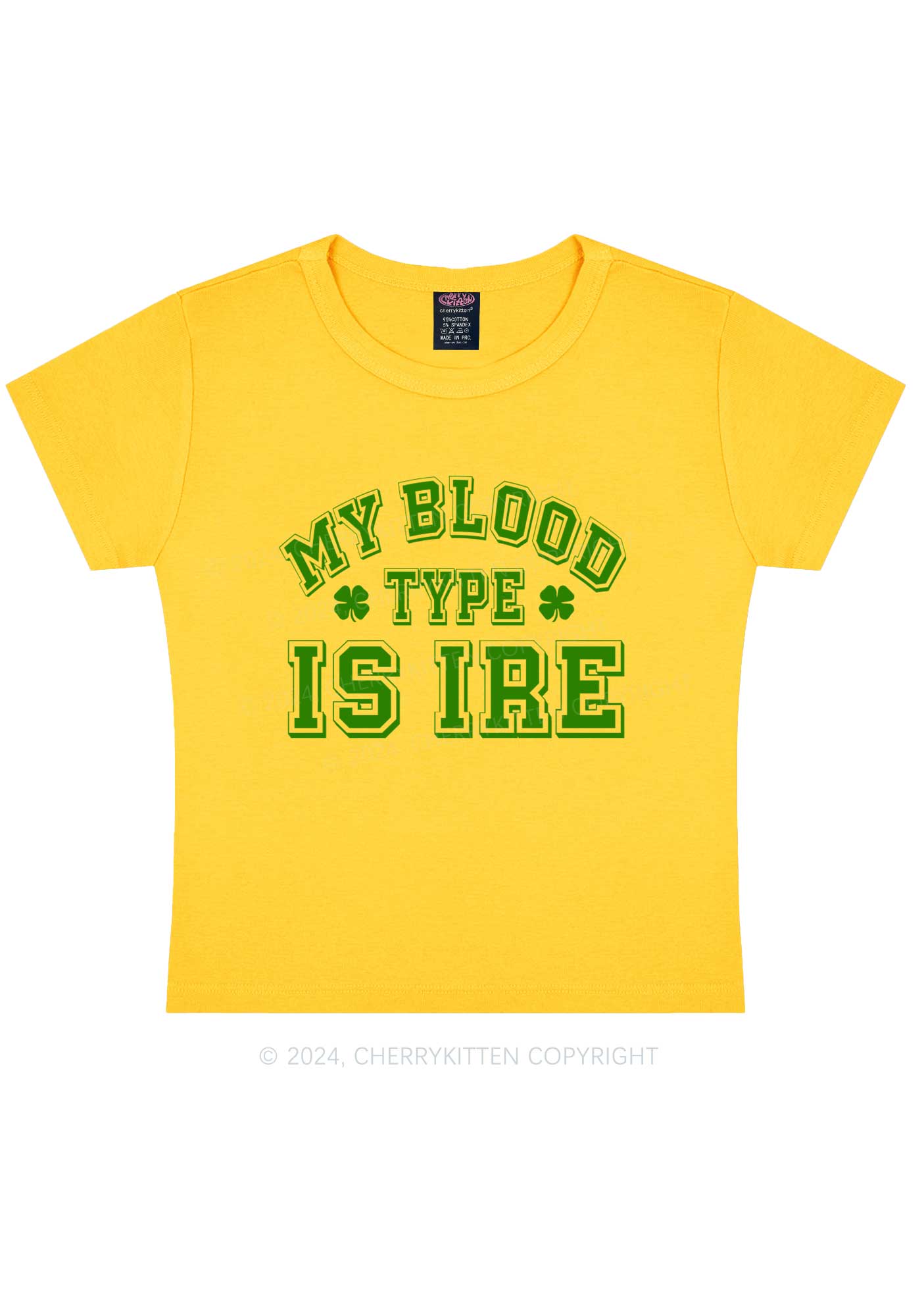 Blood Type Is Ire St Patricks Y2K Baby Tee Cherrykitten