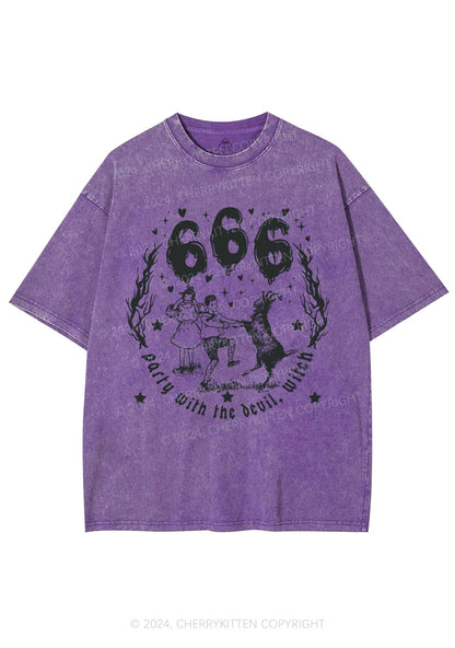 Halloween Devil Witch Y2K Washed Tee Cherrykitten