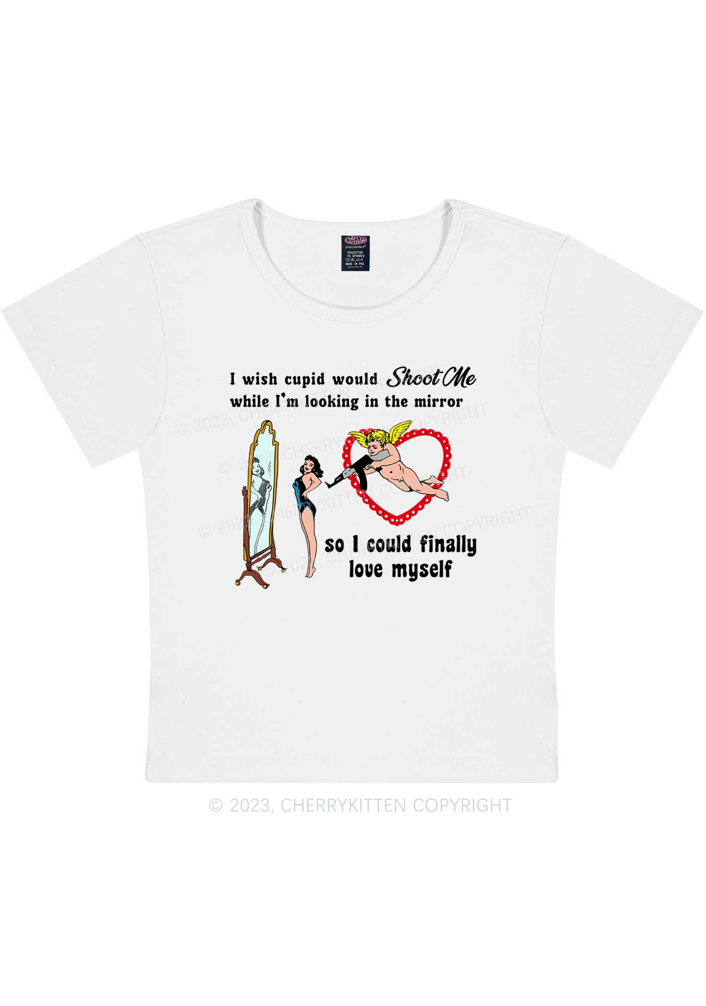 Curvy Cupid Would Shoot Me Y2K Baby Tee Cherrykitten