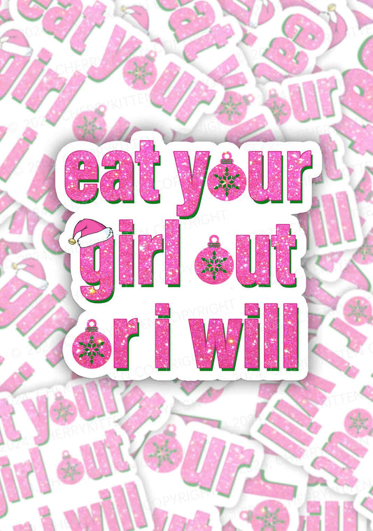 Christmas Eat Your Girl 1Pc Y2K Sticker Cherrykitten