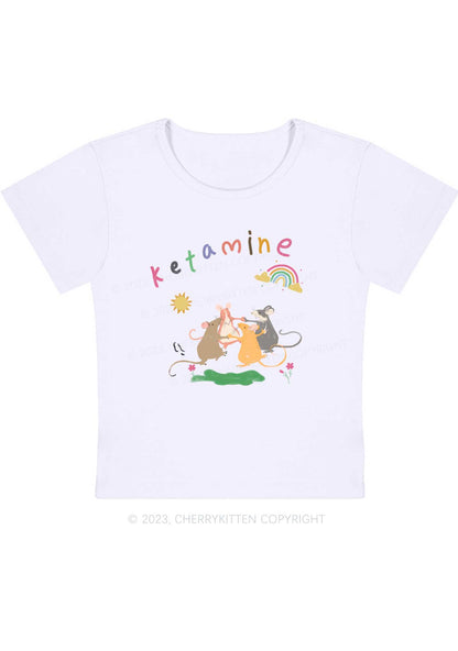 Curvy Rainbow Dancing Mice Y2K Baby Tee Cherrykitten