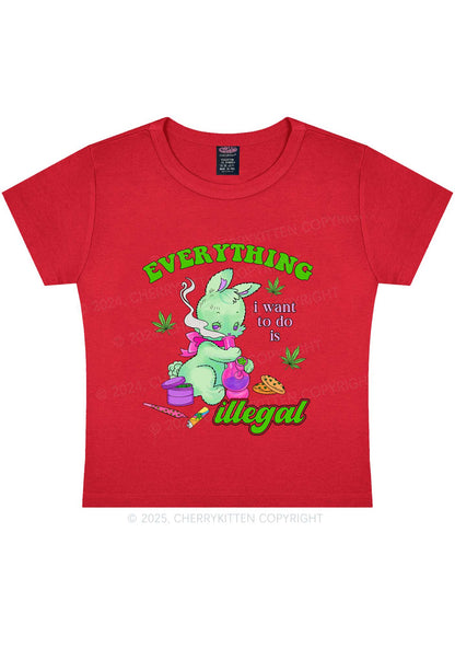 Everything Is Illegal Bunny Y2K Baby Tee Cherrykitten