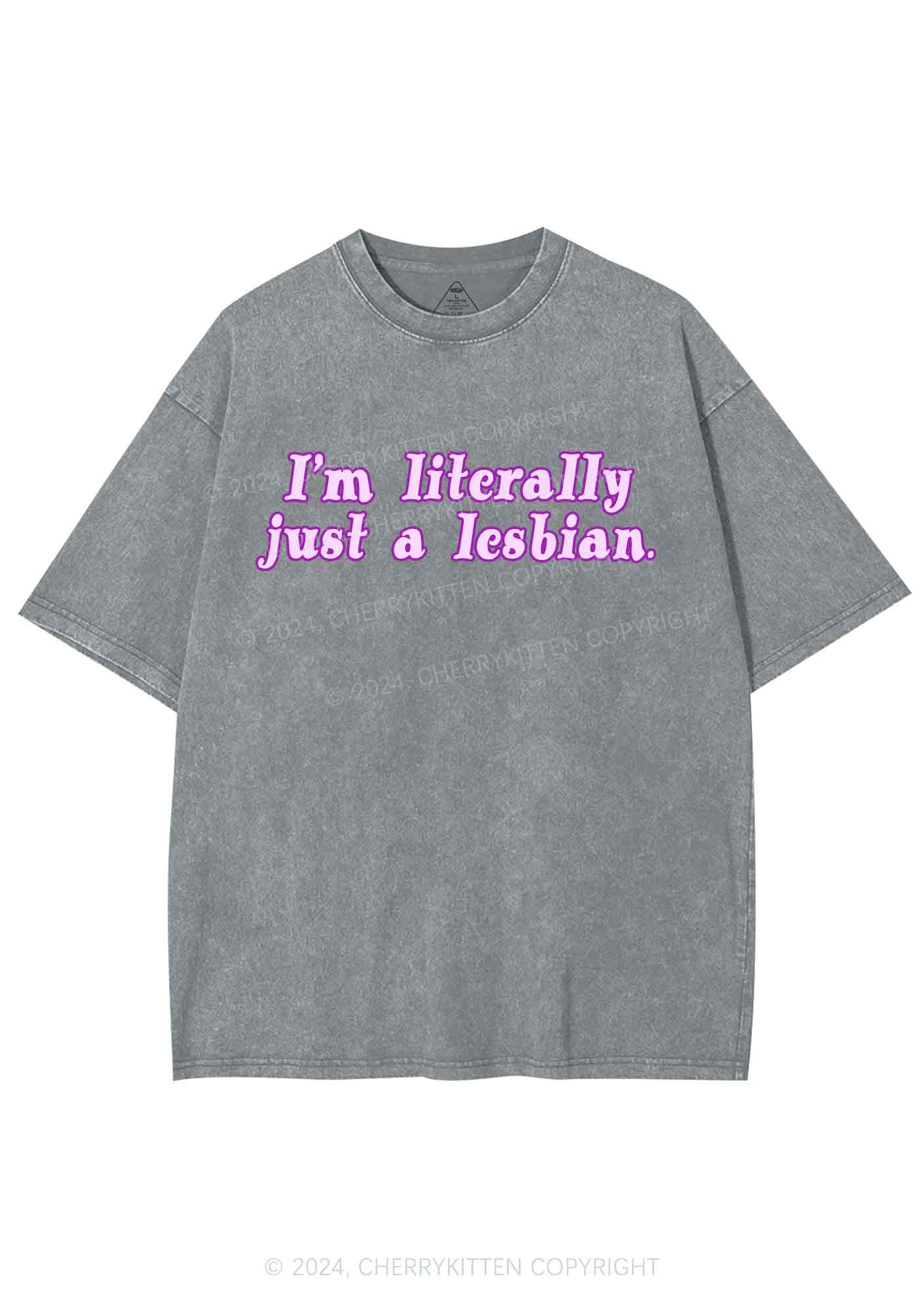 Literally Just A Lesbian Y2K Washed Tee Cherrykitten