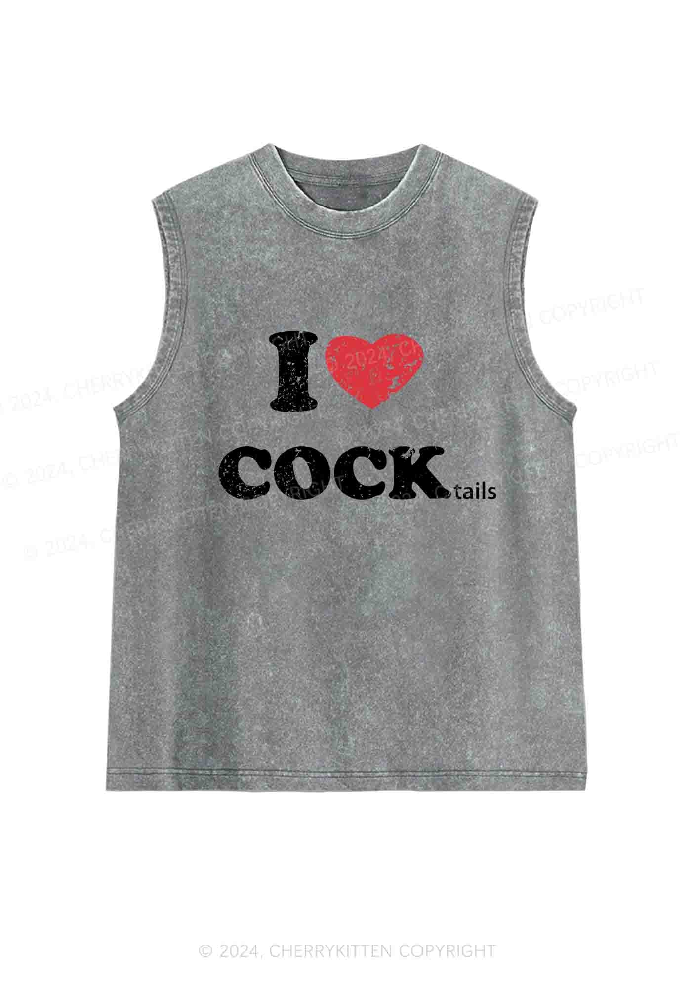 I Love Cocktails Y2K Washed Tank Cherrykitten