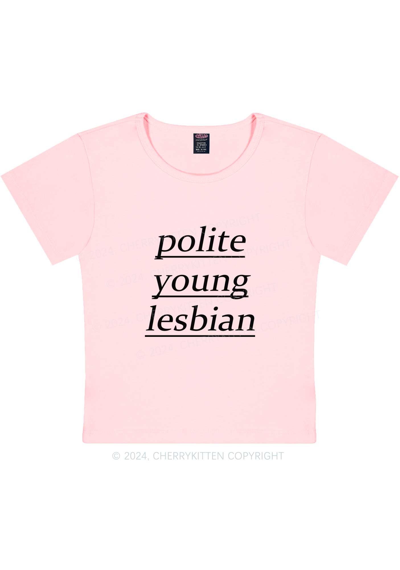 Polite Young Lesbian Y2K Baby Tee Cherrykitten