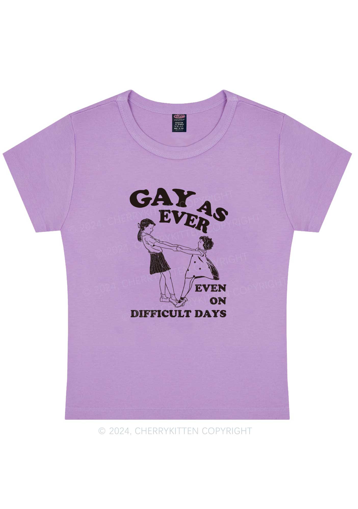 Curvy Gay As Ever Y2K Baby Tee Cherrykitten