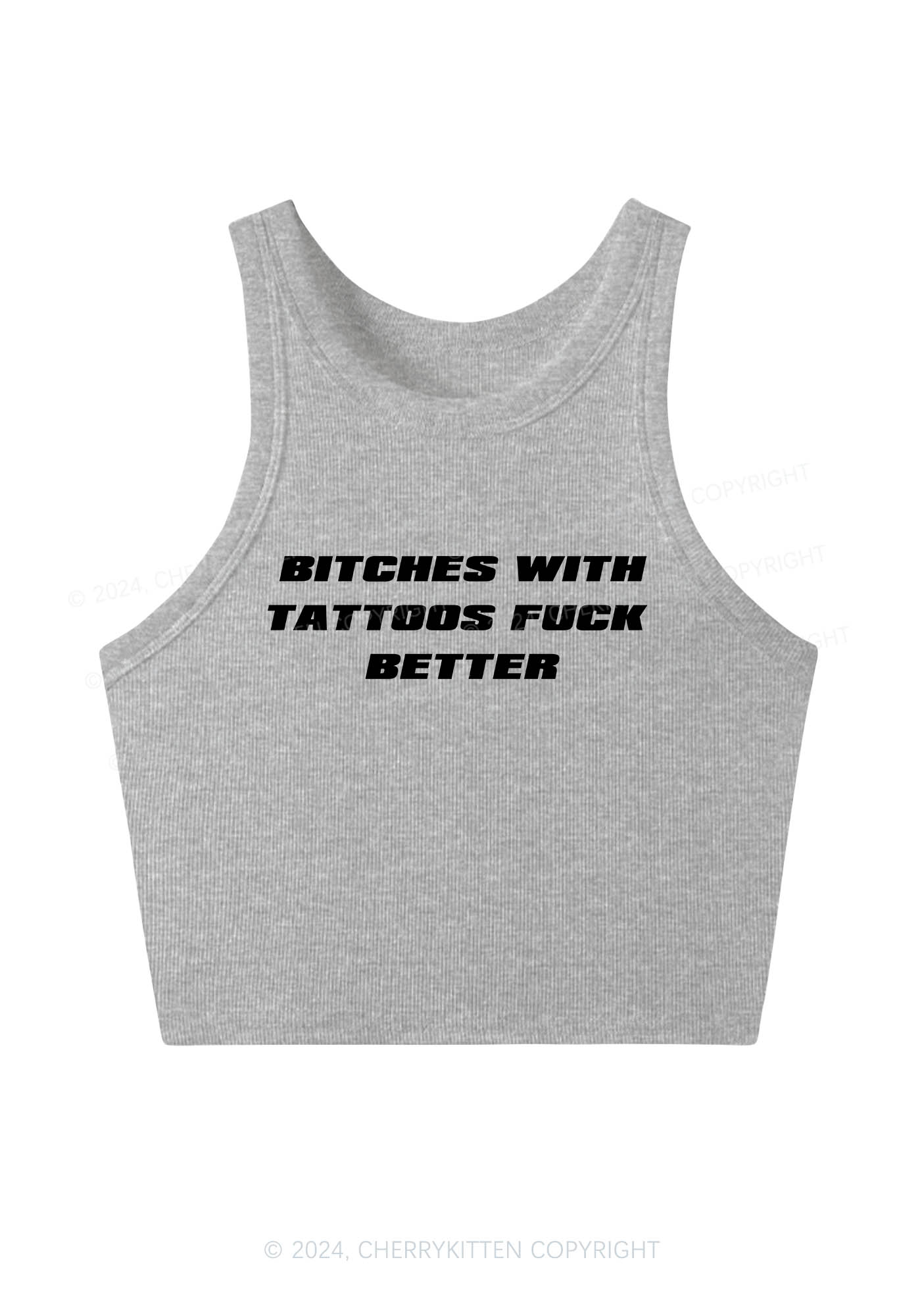 Bxxches With Tattoos Fxxk Better Y2K Crop Tank Top Cherrykitten