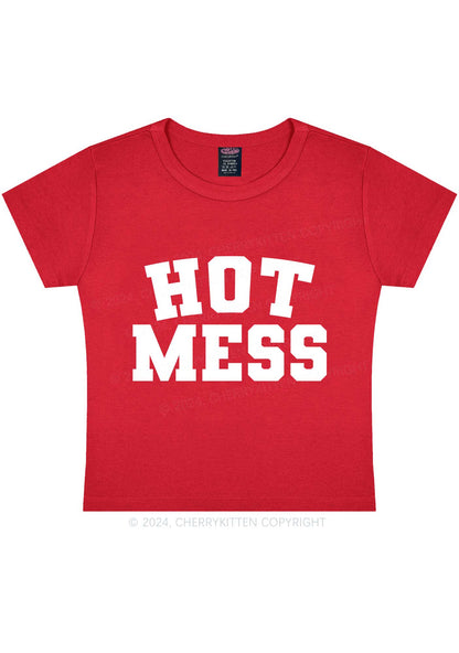 Hot Mess Y2K Baby Tee Cherrykitten