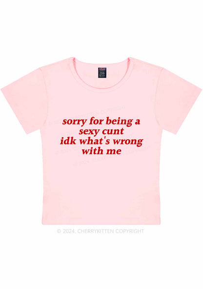 Sorry For Being Cxxt Y2K Baby Tee Cherrykitten