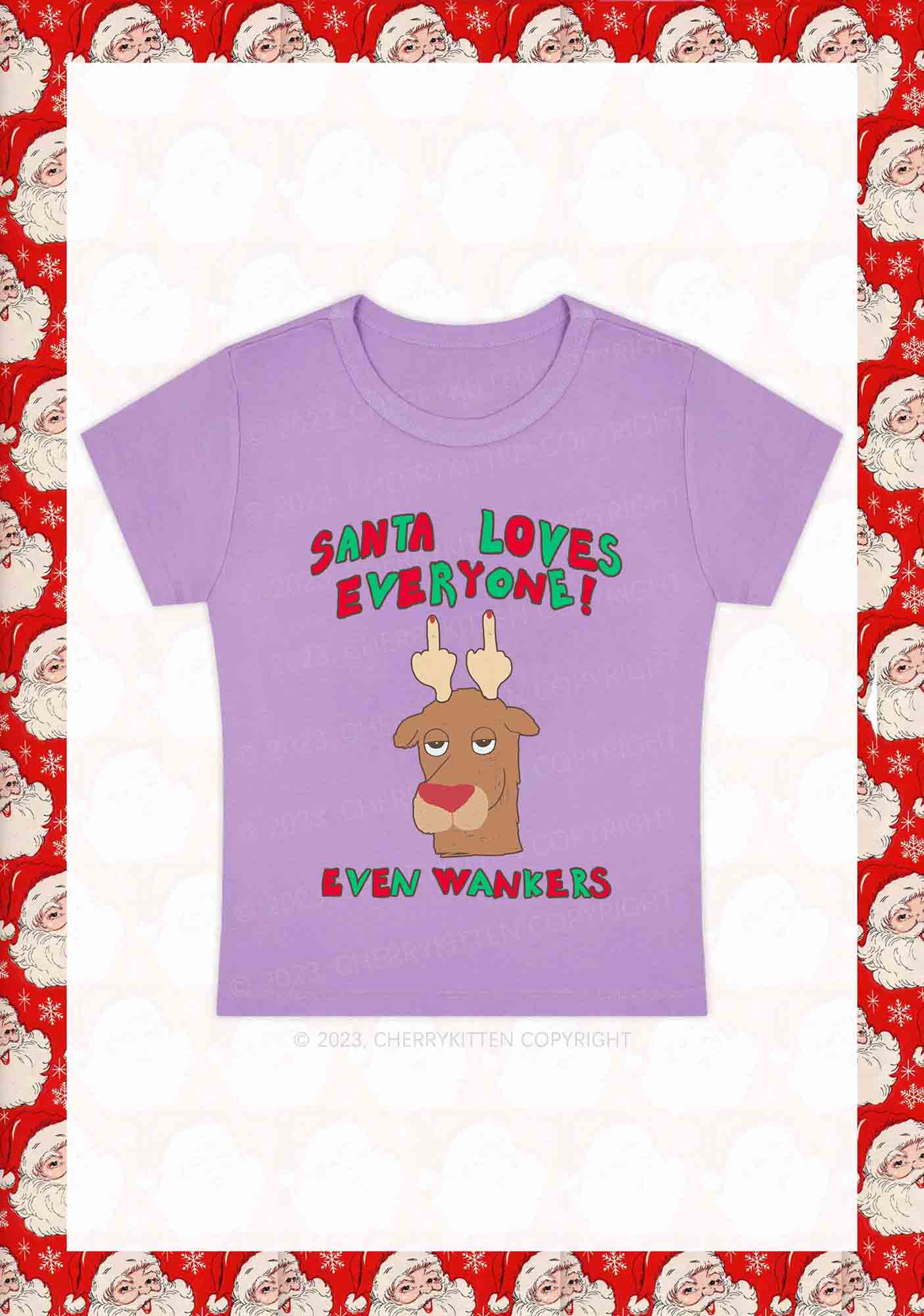 Santa Loves Everyone Christmas Y2K Baby Tee Cherrykitten