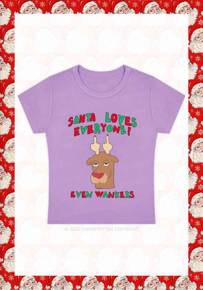 Santa Loves Everyone Christmas Y2K Baby Tee Cherrykitten