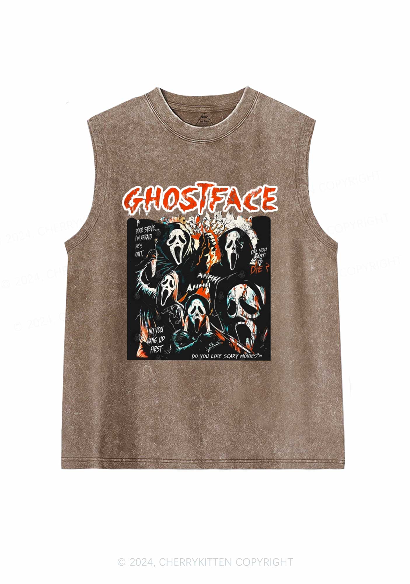 Halloween Scream Ghost Y2K Washed Tank Cherrykitten