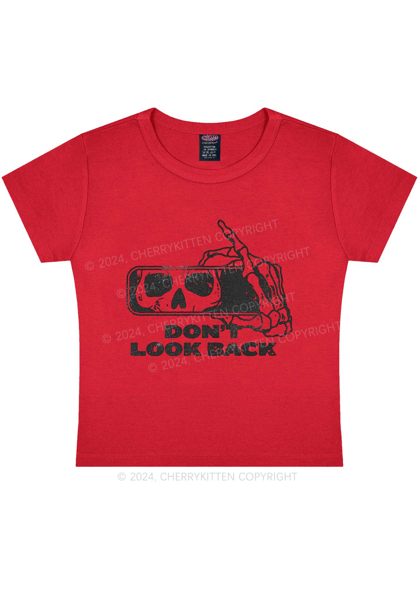 Halloween Don't Look Back Y2K Baby Tee Cherrykitten