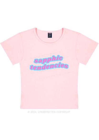 Sapphic Tendencies Y2K Baby Tee Cherrykitten