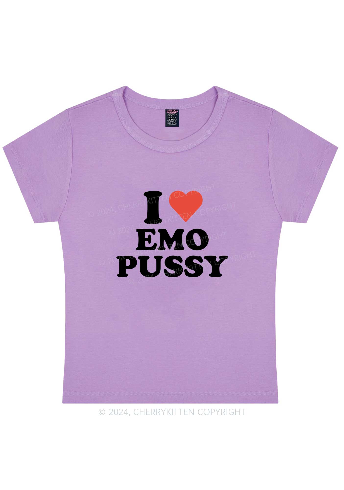 Curvy I Love EMO Puxxy Y2K Baby Tee Cherrykitten