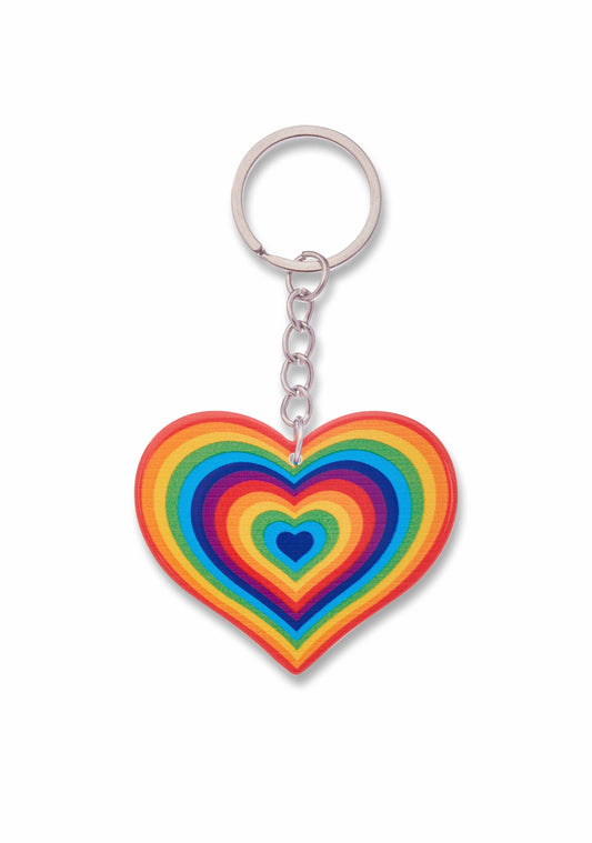 Double Sided Rainbow Heart Y2K Keychain Cherrykitten