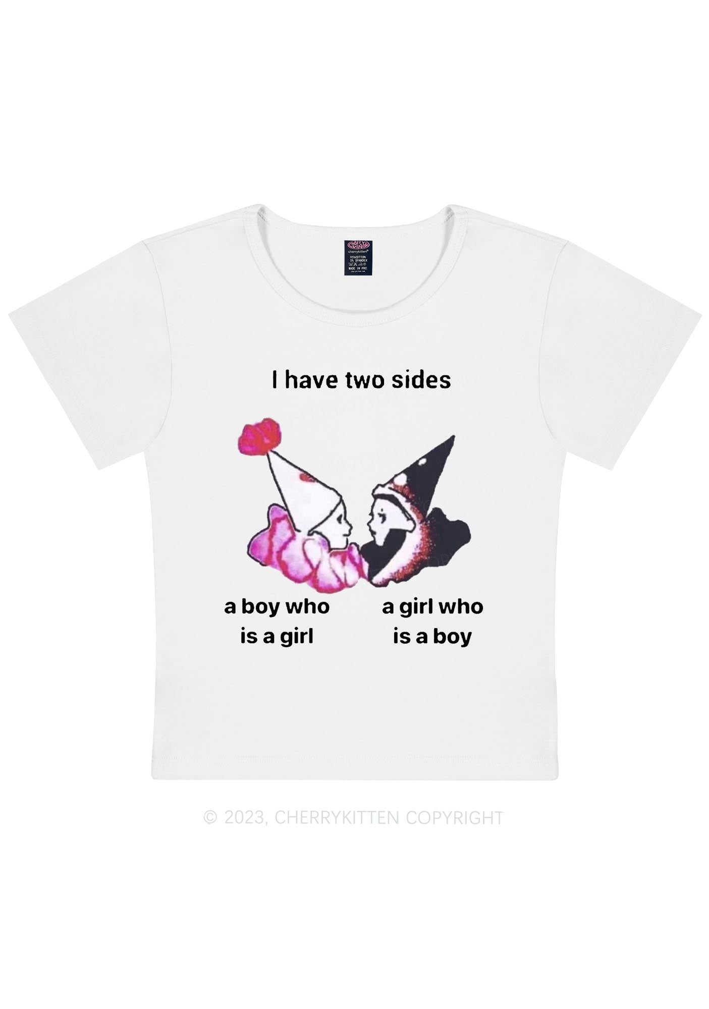 Curvy I Have Two Sides Y2K Baby Tee Cherrykitten