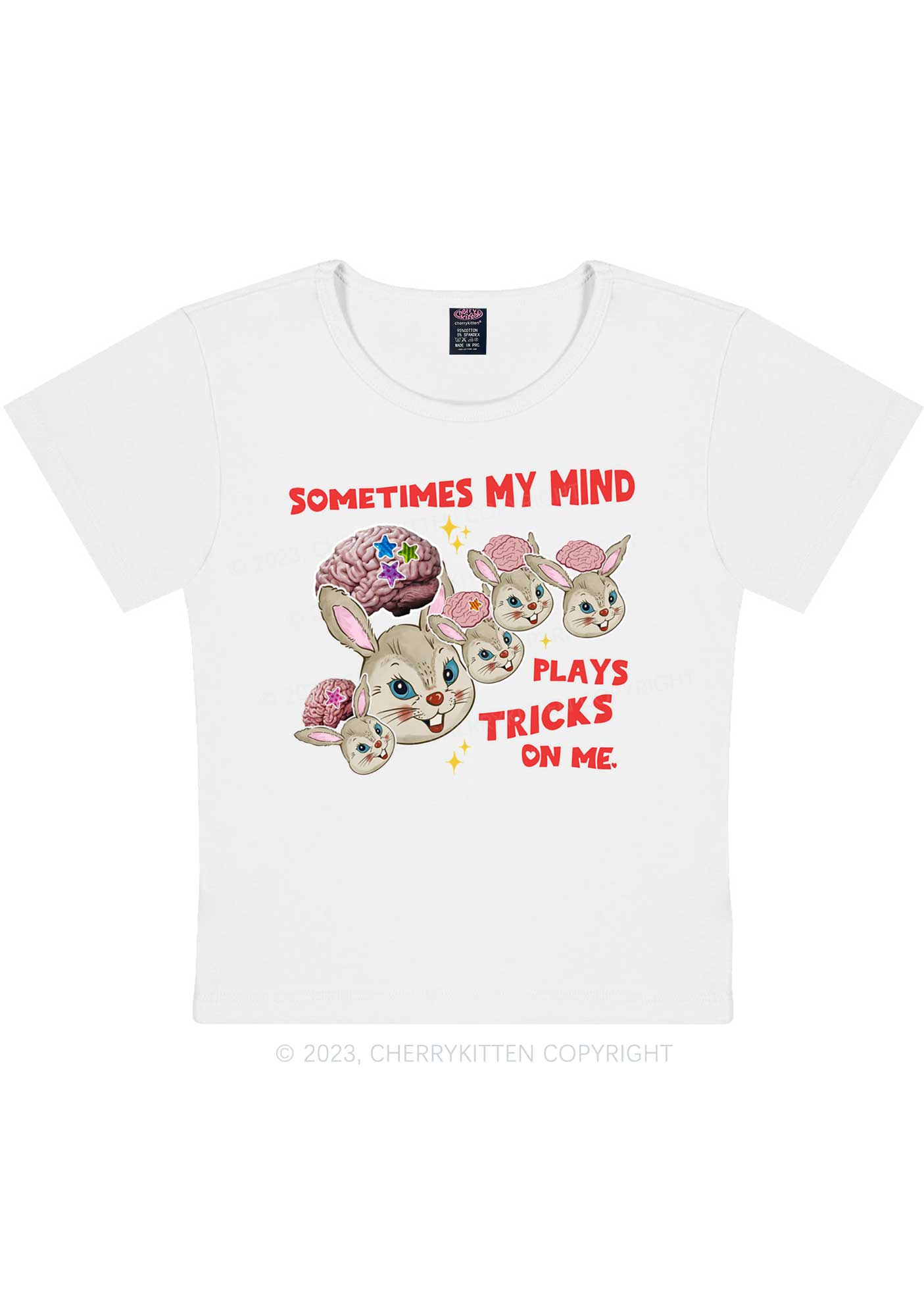 Curvy My Mind Tricks Me Y2K Baby Tee Cherrykitten