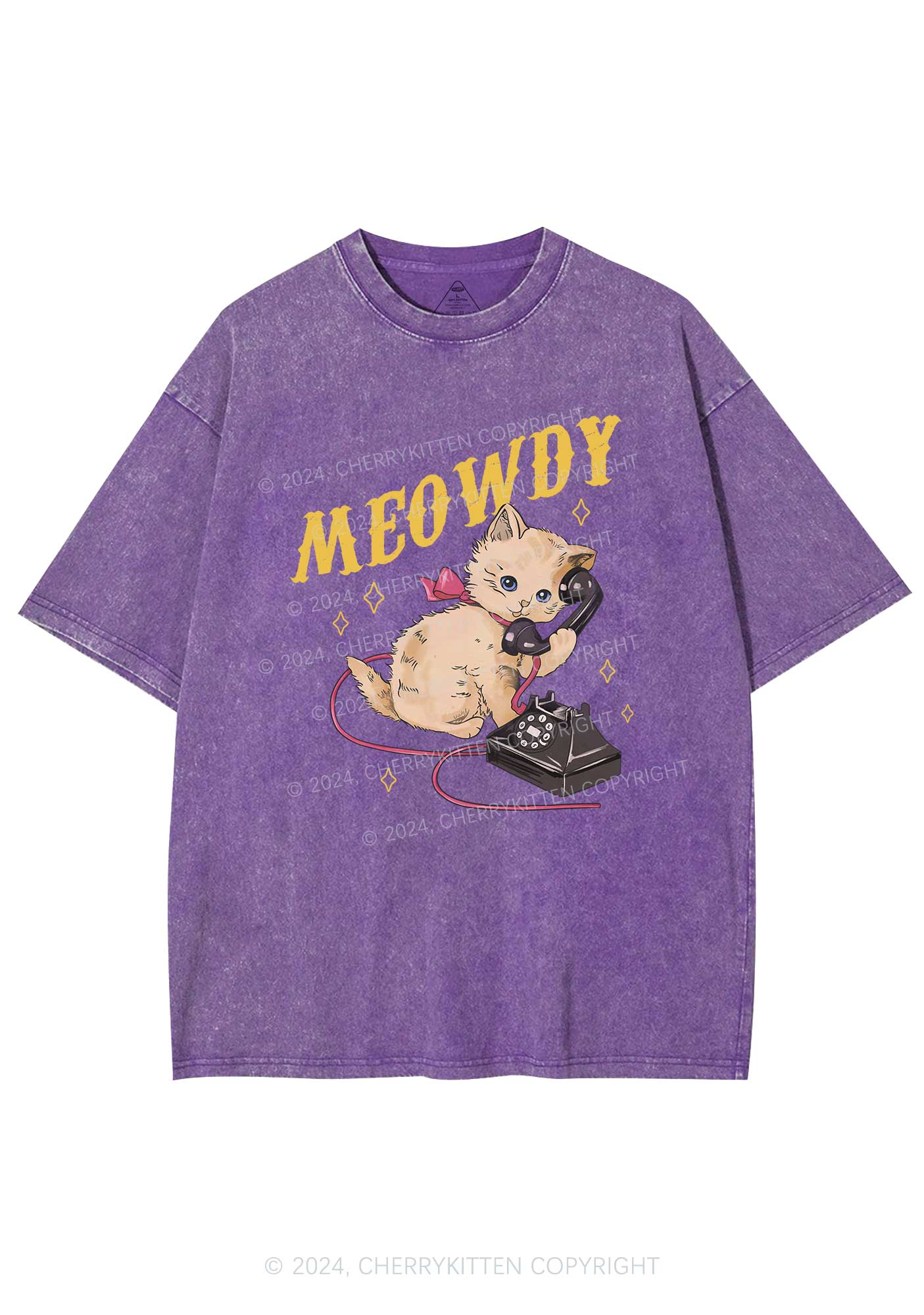 Meowdy Kitten Y2K Washed Tee Cherrykitten