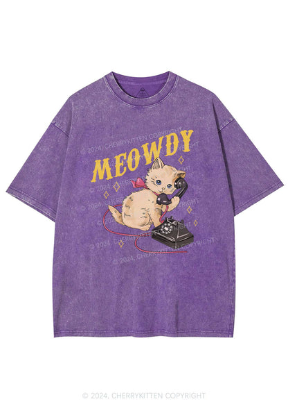 Meowdy Kitten Y2K Washed Tee Cherrykitten