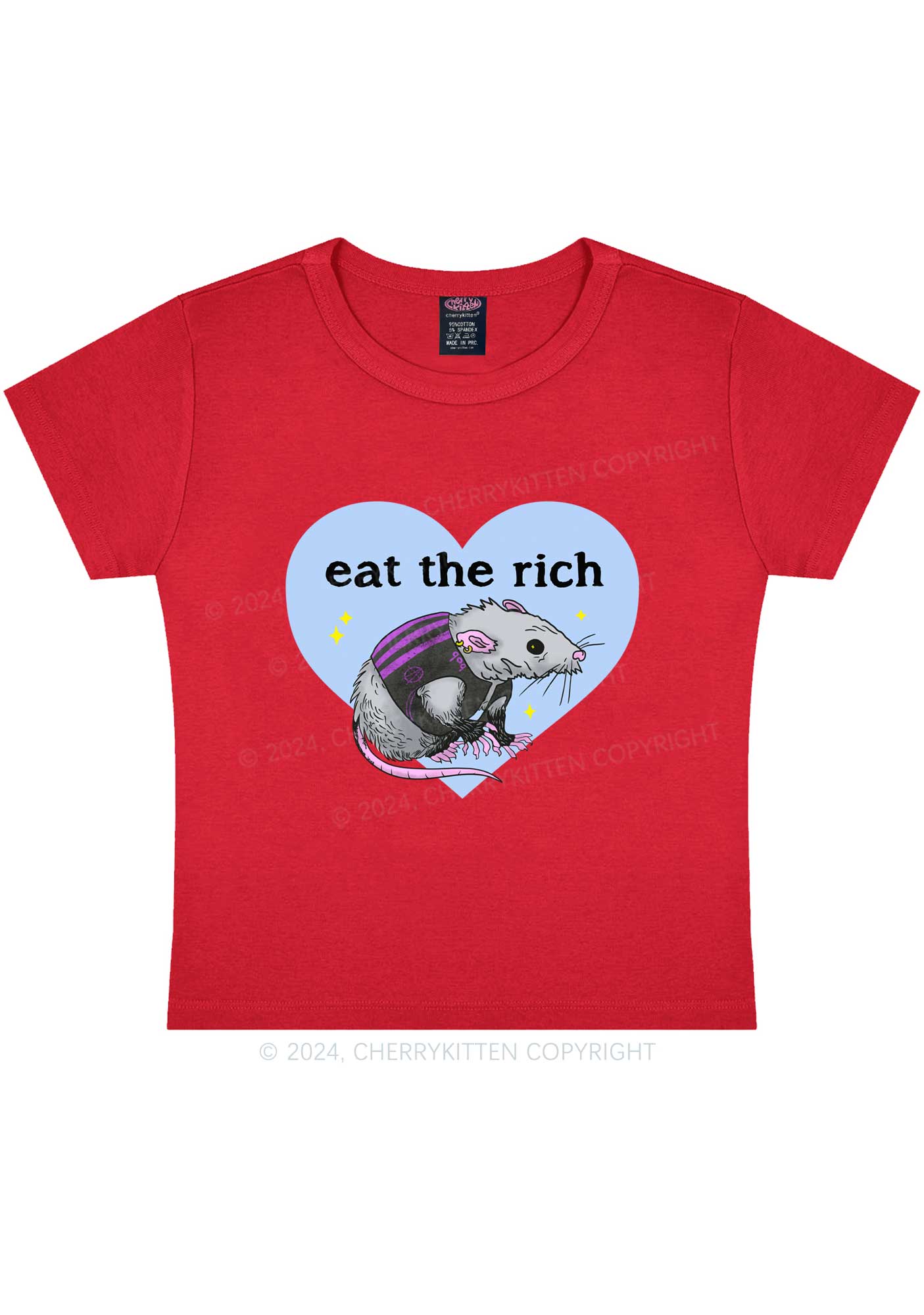 Eat The Rich Rat Y2K Baby Tee Cherrykitten