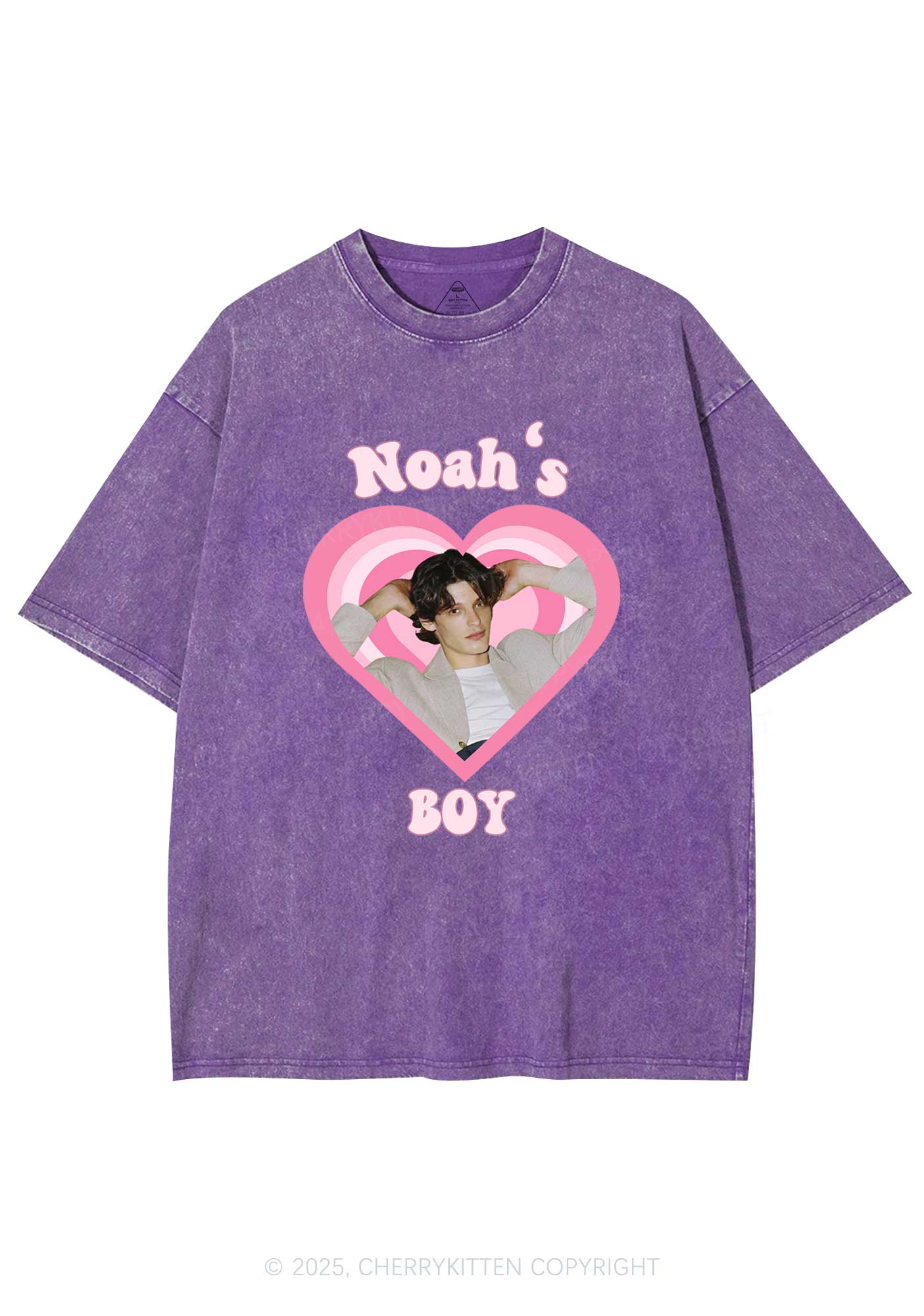 Custom Noahs Girl Photo Y2K Valentine's Day Washed Tee Cherrykitten