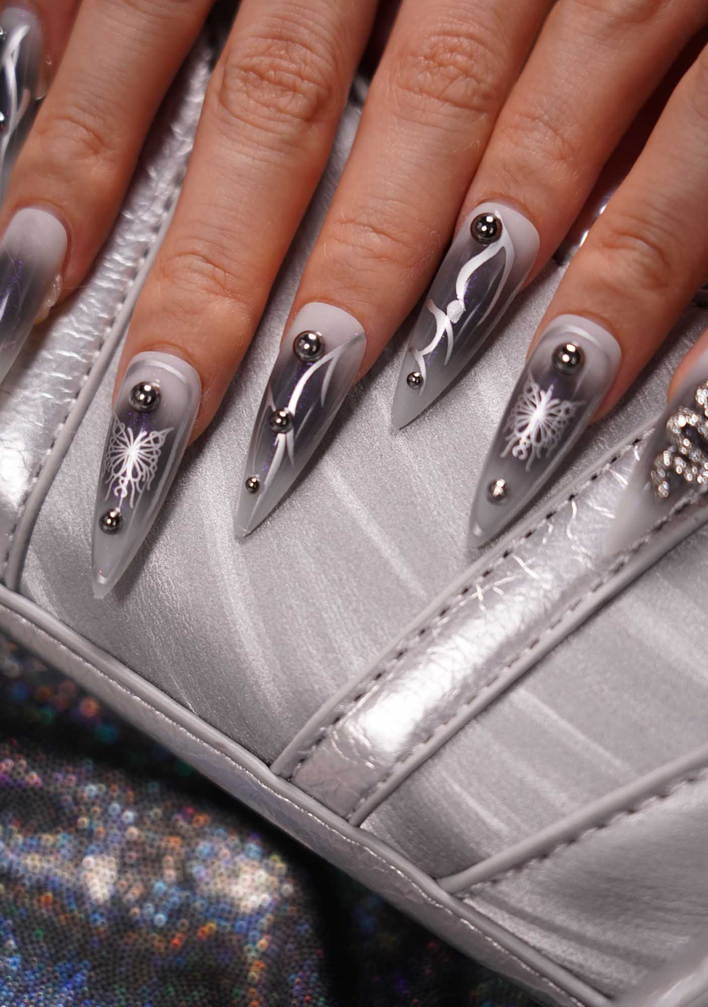 Gray Snake Y2K Press On Nails Cherrykitten