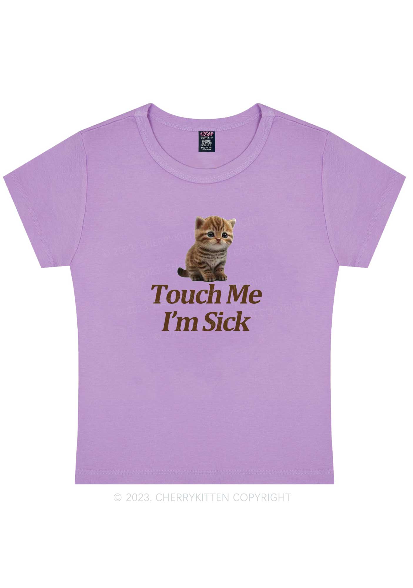 Curvy I'm Sick Cat Y2K Baby Tee Cherrykitten