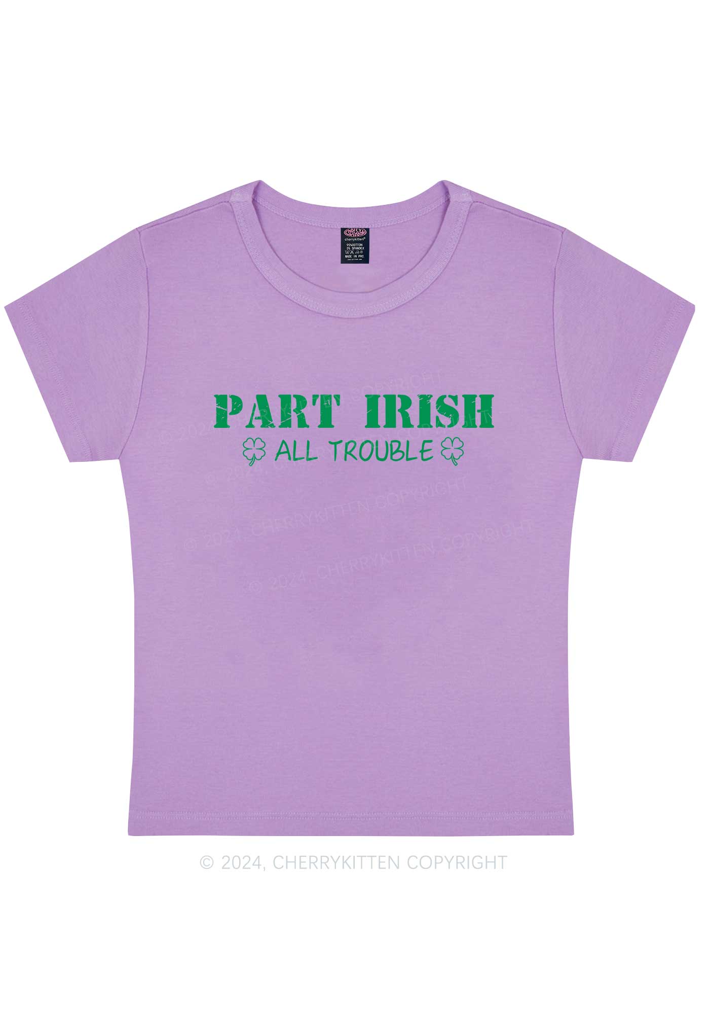 Part Irish All Trouble St Patricks Y2K Baby Tee Cherrykitten