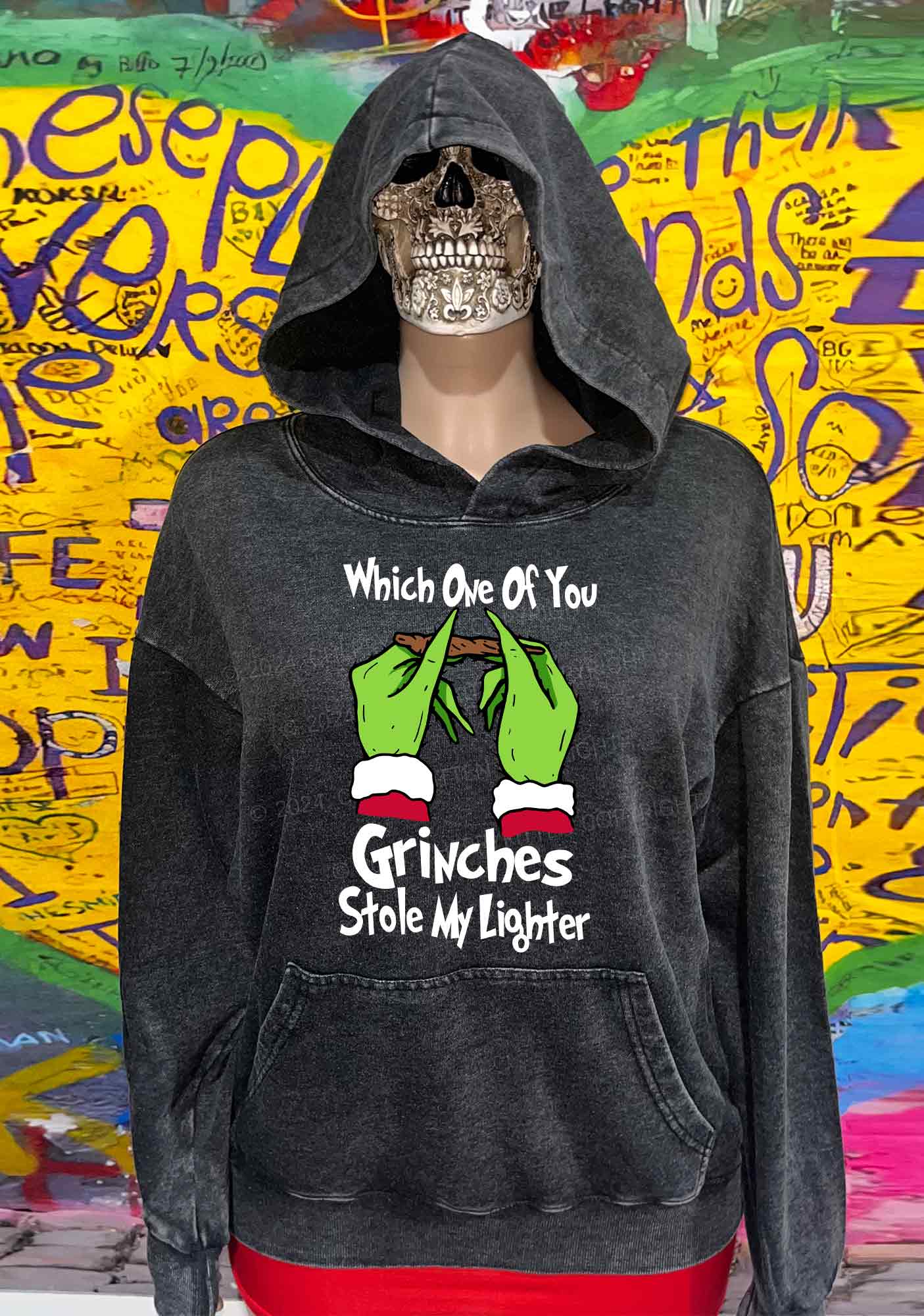 Christmas Stole My Lighter Y2K Washed Hoodie Cherrykitten