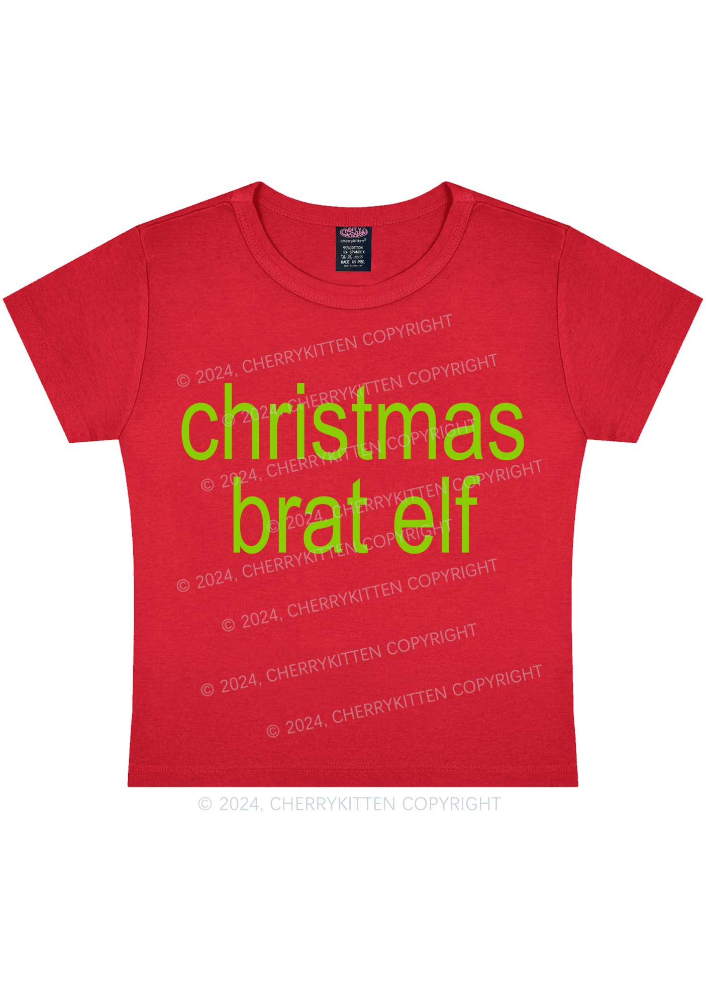 Christmas Brat Elf Y2K Baby Tee Cherrykitten