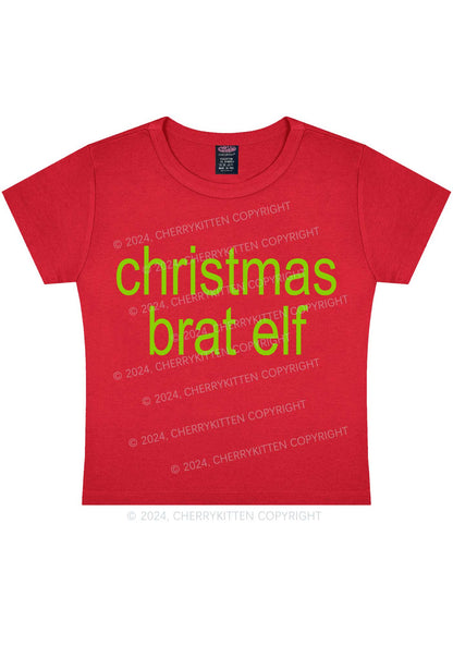 Christmas Brat Elf Y2K Baby Tee Cherrykitten