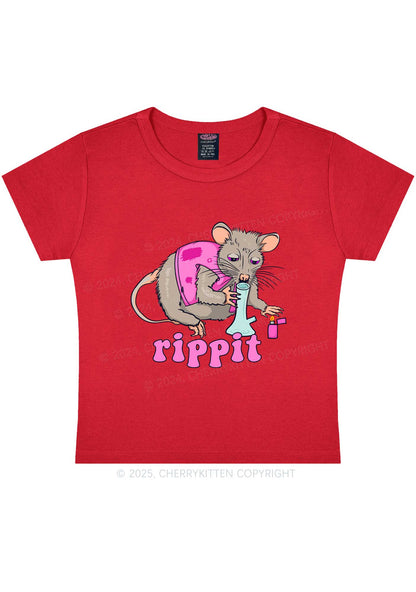 Rippit Rat Y2K Baby Tee Cherrykitten