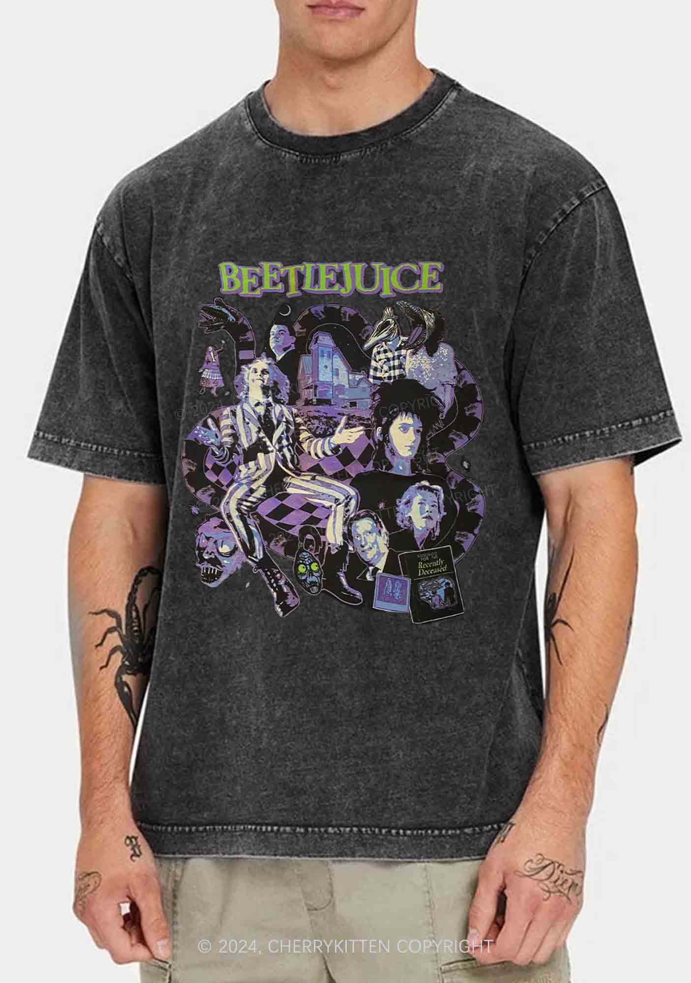 Halloween Beetlejuice Y2K Washed Tee Cherrykitten