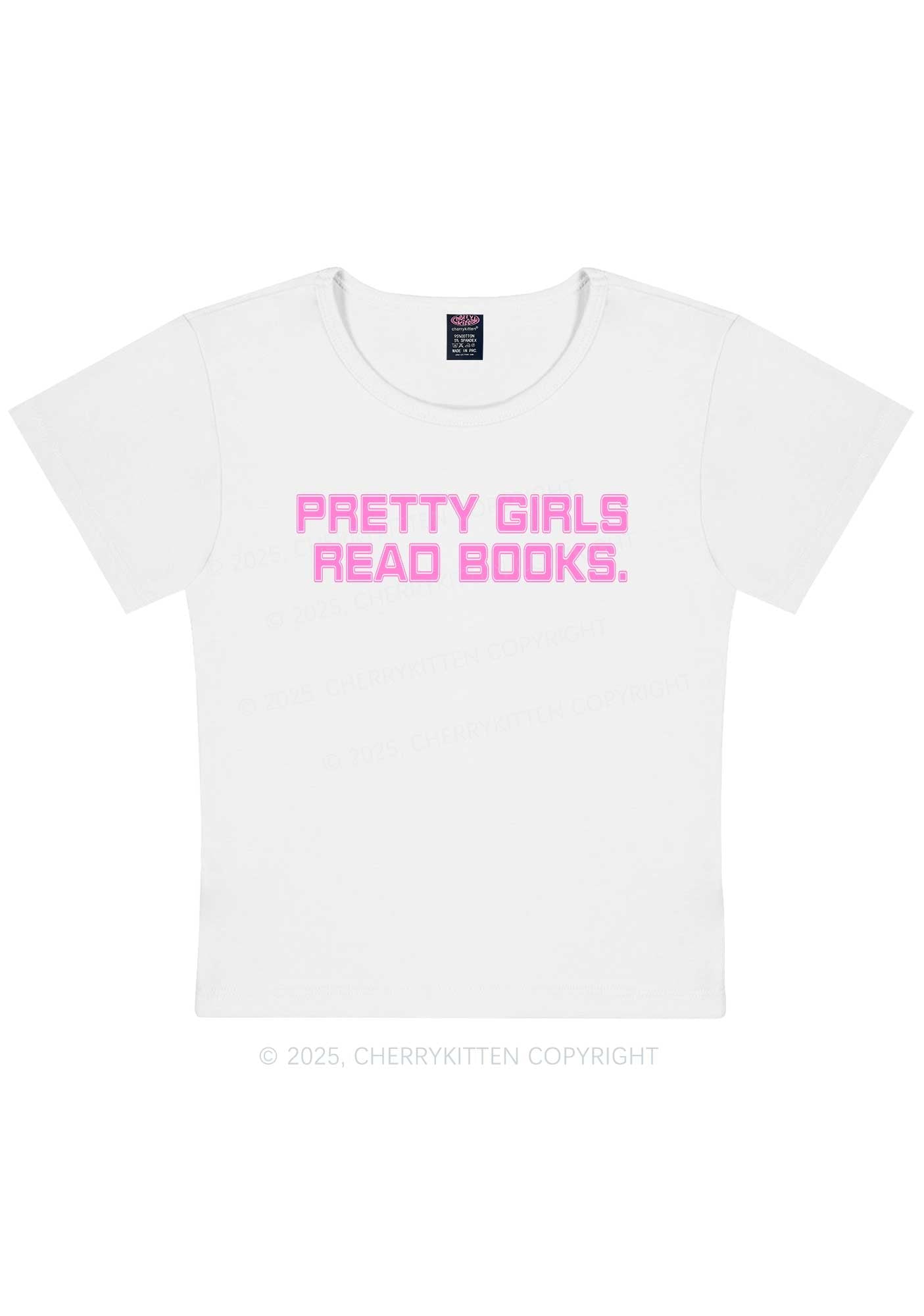 Pretty Girls Read Books Y2K Baby Tee Cherrykitten