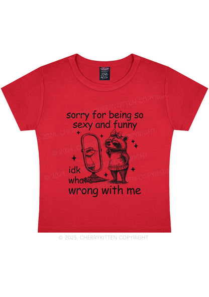 So Funny Raccoon Y2K Baby Tee Cherrykitten