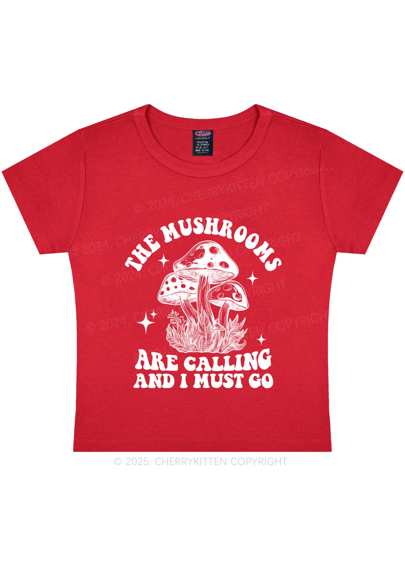 The Mushrooms Are Calling Y2K Baby Tee Cherrykitten