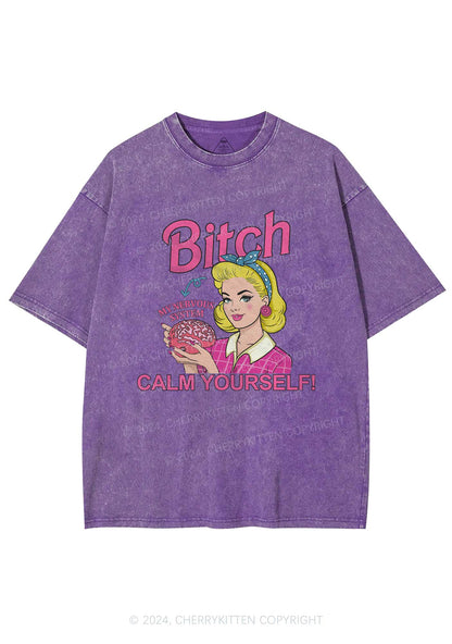 Bxxch Calm Yourself Y2K Washed Tee Cherrykitten