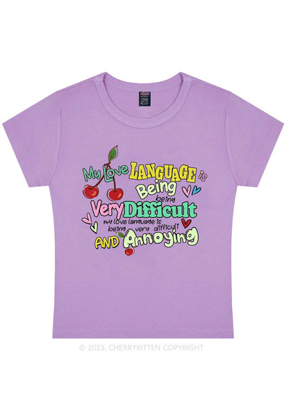 Curvy Difficult And Annoying Language Y2K Baby Tee Cherrykitten