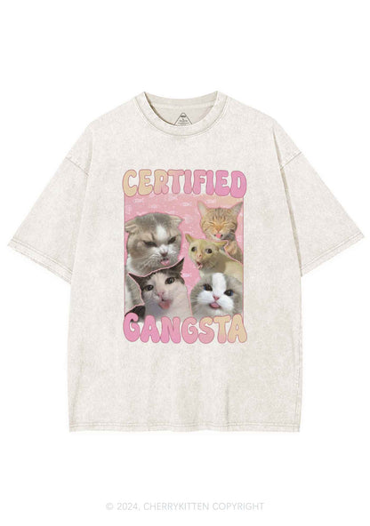 Certified Gangsta Cats Y2K Washed Tee Cherrykitten