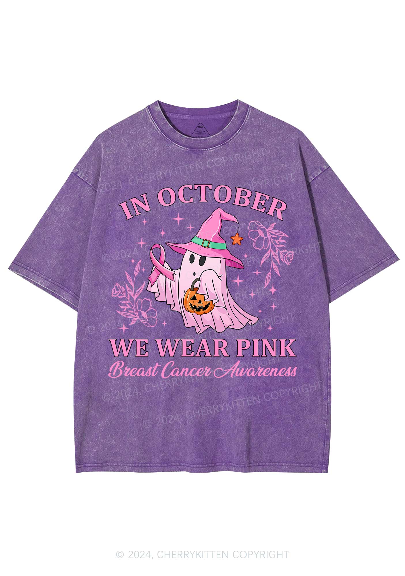 Halloween October Wear Pink Y2K Washed Tee Cherrykitten