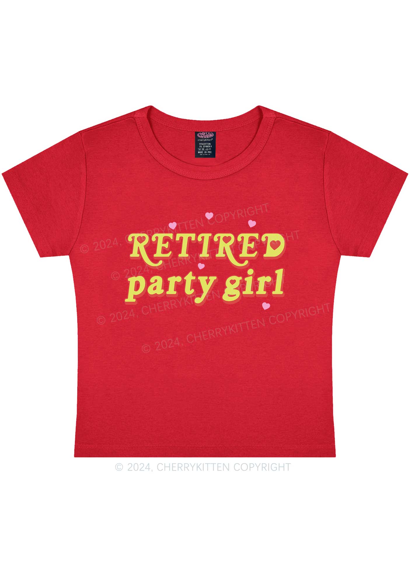 Retired Party Girl Y2K Baby Tee Cherrykitten