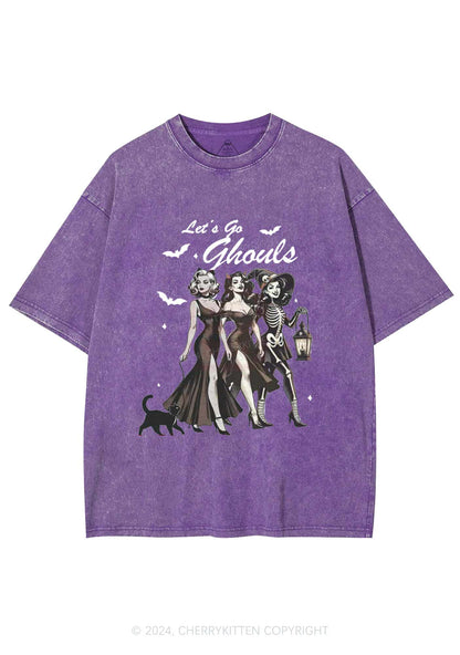 Halloween Girl Lets Go Ghouls Y2K Washed Tee Cherrykitten