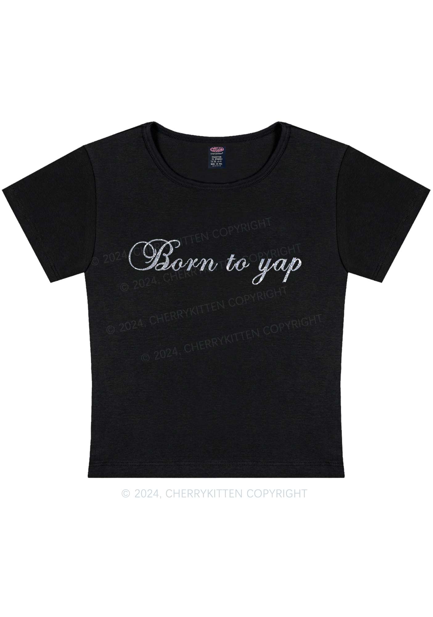 Glitter Born To Yap Y2K Baby Tee Cherrykitten