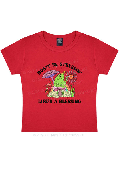 Don't Be Stressin Y2K Baby Tee Cherrykitten