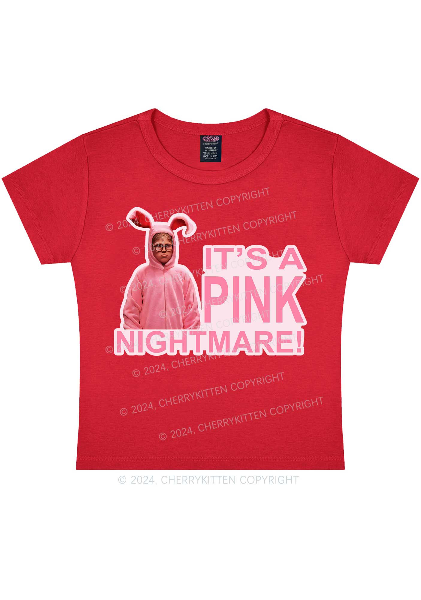 Christmas Pink Nightmare Y2K Baby Tee Cherrykitten