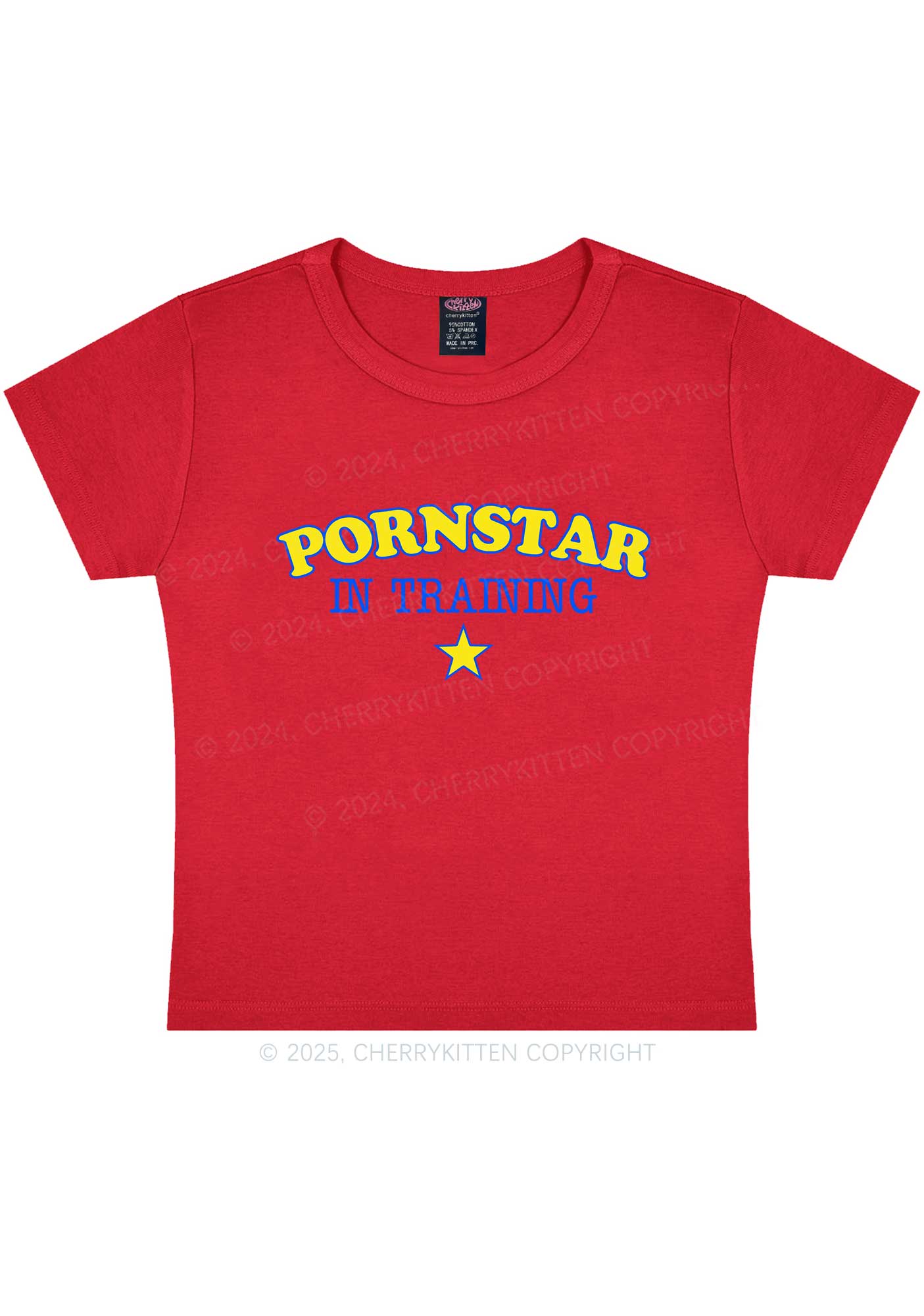 Pxrnstar In Training Y2K Baby Tee Cherrykitten