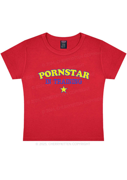 Pxrnstar In Training Y2K Baby Tee Cherrykitten