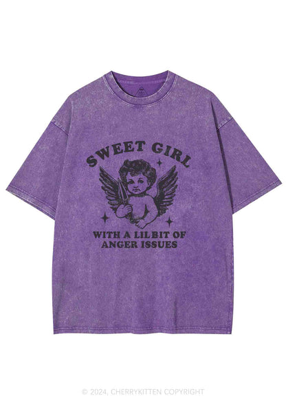 Sweet Girl With Anger Issues Y2K Washed Tee Cherrykitten